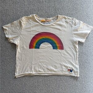 Aviator Nation vintage white rainbow T-shirt, women’s size M